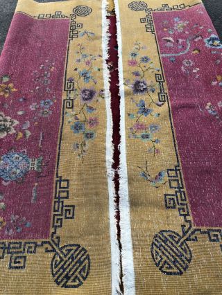 Auth: Antique Art Deco Chinese Rug Nichols HOT Red & Yellow Beauty 9x12 NR 11