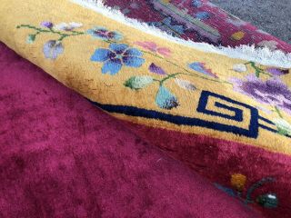 Auth: Antique Art Deco Chinese Rug Nichols HOT Red & Yellow Beauty 9x12 NR 7