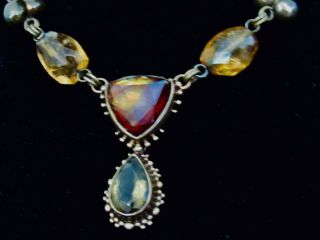 Vintage Signed Stephen Dweck Baroque Pearl Y - Neck Gemstone Necklace 3