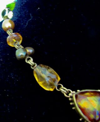 Vintage Signed Stephen Dweck Baroque Pearl Y - Neck Gemstone Necklace 7