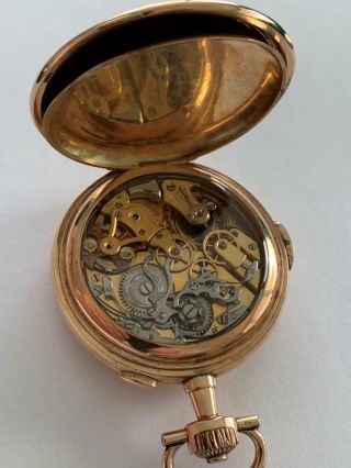INVICTA 1/4 HOUR REPEATER WITH CHRONOGRAPH 14K GOLD POCKET WATCH 11
