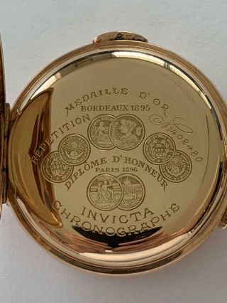 INVICTA 1/4 HOUR REPEATER WITH CHRONOGRAPH 14K GOLD POCKET WATCH 4