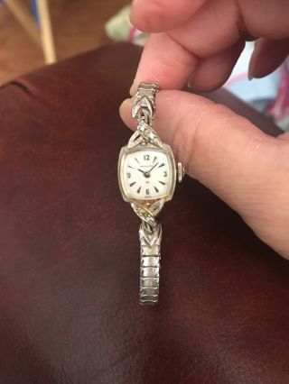 Vintage 1971’s Ladies Hamilton 14k White Gold Diamond Watch Stretches