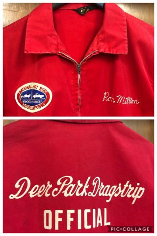 Vintage 1950’s “deer Park Dragstrip” Hot Rod Nhra Officials Drag Race Jacket
