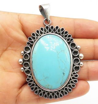 Bernice Goodspeed Mexico 925 Silver - Vintage Large Turquoise Pendant - P7224