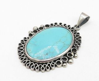 BERNICE GOODSPEED MEXICO 925 Silver - Vintage Large Turquoise Pendant - P7224 2