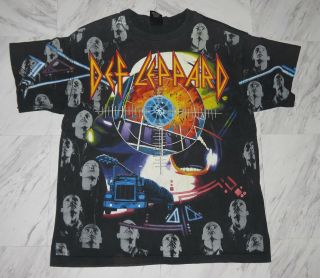 Vintage Def Leppard T Shirt All Over Print Pyromania Hysteria 90 