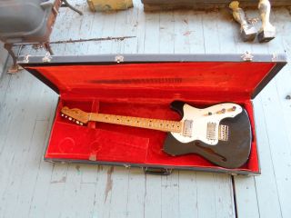 Vintage 1972 Fender Telecaster Thinline Black Custom Color Electric Guitar