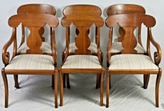 Set Of 6 Henkel Harris Mahogany Regency Style Dining Chairs Williamsburg Style