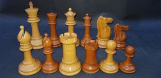 HUGE CLUB SIZE CHESS SET ANTIQUE F H AYRES C 1900 4.  52 INCH KNIGS CROWN STAMPED 12