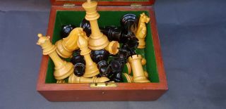 Huge Club Size Chess Set Antique F H Ayres C 1900 4.  52 Inch Knigs Crown Stamped