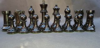HUGE CLUB SIZE CHESS SET ANTIQUE F H AYRES C 1900 4.  52 INCH KNIGS CROWN STAMPED 5