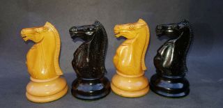 HUGE CLUB SIZE CHESS SET ANTIQUE F H AYRES C 1900 4.  52 INCH KNIGS CROWN STAMPED 6
