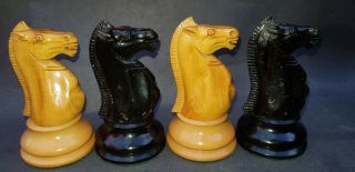 HUGE CLUB SIZE CHESS SET ANTIQUE F H AYRES C 1900 4.  52 INCH KNIGS CROWN STAMPED 7