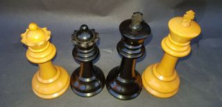 HUGE CLUB SIZE CHESS SET ANTIQUE F H AYRES C 1900 4.  52 INCH KNIGS CROWN STAMPED 9