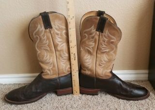 Vintage DISTRESSED NOCONA TWO TONED BEIGE BROWN COUNTRY COWBOY BOOTS 11.  5 D 2