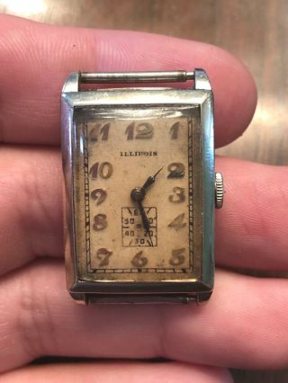 Vintage Illinois Art Deco Gold Filled Mens Watch w/ 207 Movement - As - Is 2