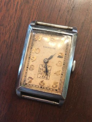 Vintage Illinois Art Deco Gold Filled Mens Watch w/ 207 Movement - As - Is 3