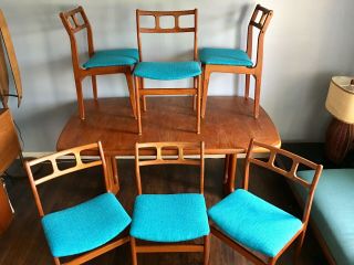 Mid Century Modern Danish Teak Dining Set,  x6 D - Scan Chairs and AM Denmark Table 2