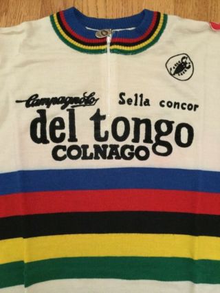 Vintage Team Del Tongo Colnago World Champion Wool Saronni ‘82 Sz5 Castelli