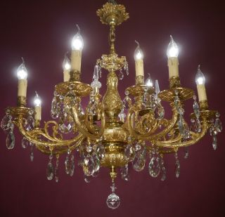 Gold Bronze Crystal Chandelier Ceiling Lamp Fixtures 12 L Lightings Old