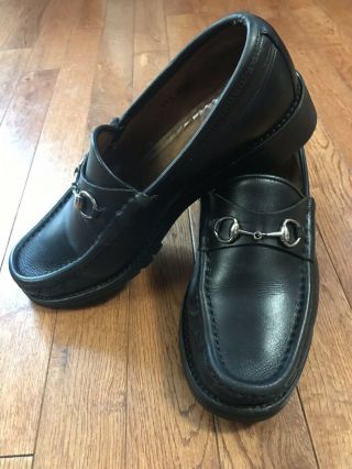 Vintage Gucci Women’s Black Leather Horsebit Loafers Size 8.  5 Vintage