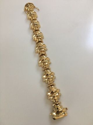 Rare Vintage 14k Yellow Gold Geometric Mid - century Bracelet Italy 40 Grams 4