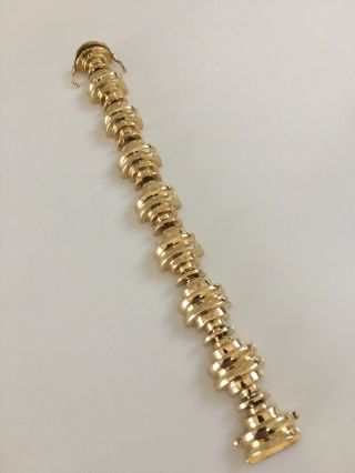 Rare Vintage 14k Yellow Gold Geometric Mid - century Bracelet Italy 40 Grams 5