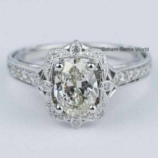 3.  50ct Oval Cut White Moissanite Vintage Engagement Ring 925 Sterling Silver