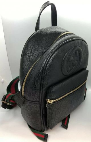 GUCCI SOHO Black Leather Zipper Backpack Unisex AUTHENTIC RARE NEAR 2