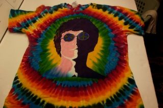 Vintage John Lennon Imagine Tie - Dye Single Stitch T - Shirt 1980 Size Large