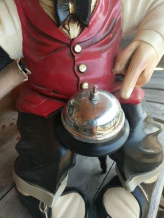 Vintage Signed PETER MOOK Ring Bell for Assistance HOLDER Restaurant Statue RARE 2