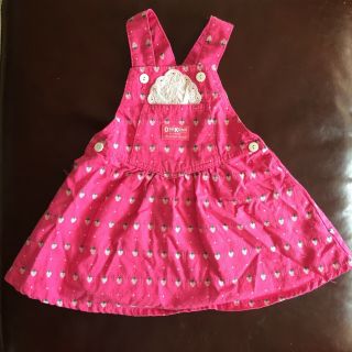 Vtg Oshkosh Vestbak Pink Strawberry Denim Overall Dress Jumper Toddler 3t Usa