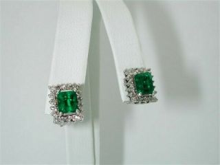 $16,  700 RARE GEM MATCHED COLOMBIA EMERALD & DIAMOND 5.  20CTW VINTAGE EARRINGS - $99 2