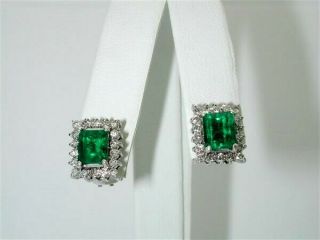 $16,  700 RARE GEM MATCHED COLOMBIA EMERALD & DIAMOND 5.  20CTW VINTAGE EARRINGS - $99 4