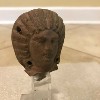 Ancient Antique Roman - Egyptian Hollow Terracotta Female Head Sculpture 1st/2nd C