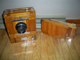 Soviet Vintage Fkd 13x18cm Wooden Large Format Camera W/ I - 51 4.  5/210mm Lens Exc
