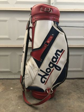 Ben Hogan Vintage Red White Blue Golf Bag Multi Zippers 9 " Opening 6 Dividers