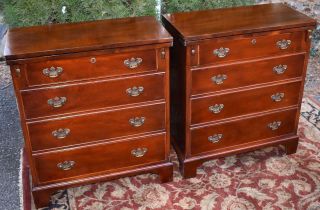 1940s English Chippendale Mahogany Four Drawers And A Flip Top Nightstands