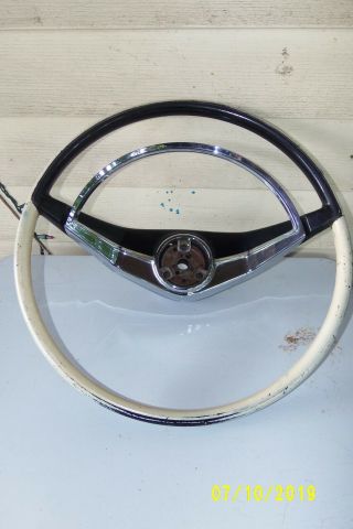 Vintage 1957 Studebaker Oem 2 Tone Black & White Preident Steering Wheel