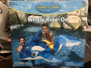 Sand And Sun Whale Inflatable Pool Ride - On,  84” Clear Rare Vintage