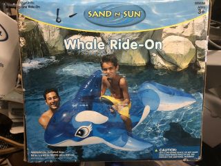 Sand And Sun Whale Inflatable Pool Ride - On,  84” Clear Rare Vintage 2