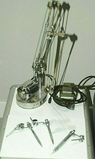 VINTAGE EMESCO DENTAL DRILL WITH FOOT PEDAL AND FOUR HANDPIECES 2