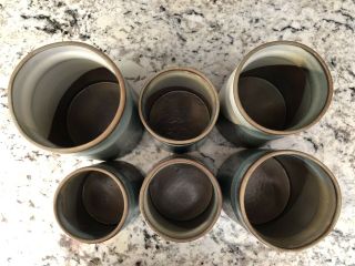 5pc Pottery Craft USA CANISTER SET vtg Hand Dipped Glaze Robert Maxwell 3