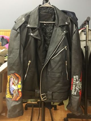 Harley Davidson Men Classic Vintage Black Leather Jacket Xl Made In Usa
