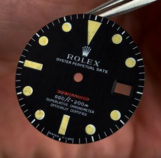 Vintage Rolex Red Submariner Dial for Ref.  1680 Wristwatch DIAL ONLY 4