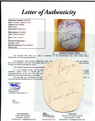 Elvis Presley Signed Autographed Cut Jsa Loa Rare Fiber - Tip