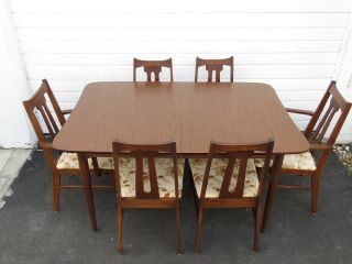 Mid Century Modern Set Of Dining Table And Six Chairs By Bassett Furniture 9436x