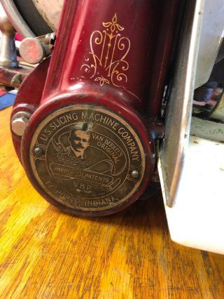 Antique Van Berkel ' s US Slicing Machine Hand Crank Flywheel Deli Meat Slicer GEM 3