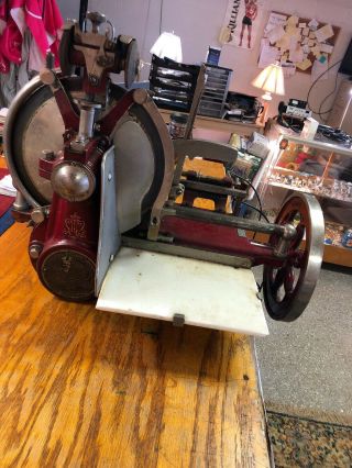 Antique Van Berkel ' s US Slicing Machine Hand Crank Flywheel Deli Meat Slicer GEM 6
